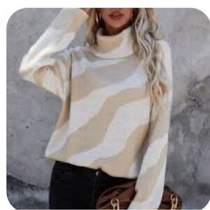 Cowl neck zebra print sweater